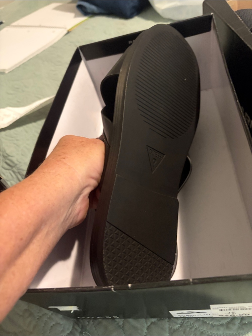 Guess Black Crisscross Logo Slide Sandals - Picture 3 of 3